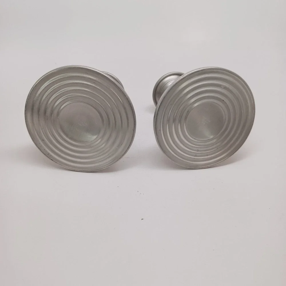 Web Pewter Weighted Candlestick Pair Silver Tone Taper Candle Holders Set of 2